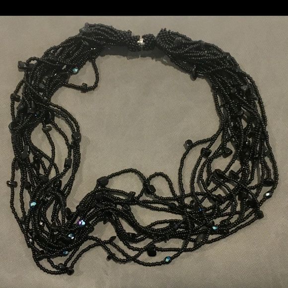 Vintage Black Onyx & Black Seed Bead Multi-Strand Necklace - Picture 11 of 15